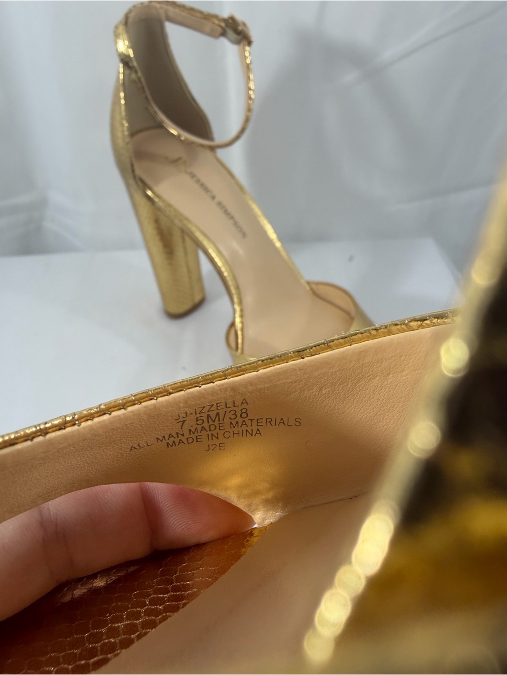 NWT Jessica Simpson Women’s Size 7.5 Gold Platform Ankle-Strap Heels - Picture 3 of 8
